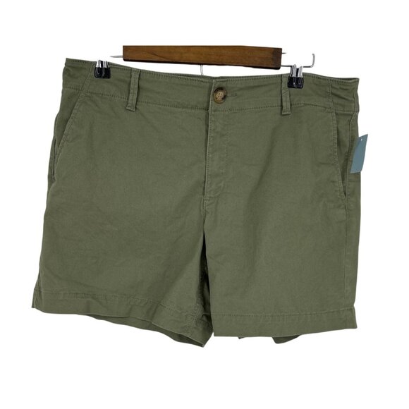 Loft Womens Washed Twill Shorts 6" Inseam Size 12P Olive Green - Picture 1 of 10
